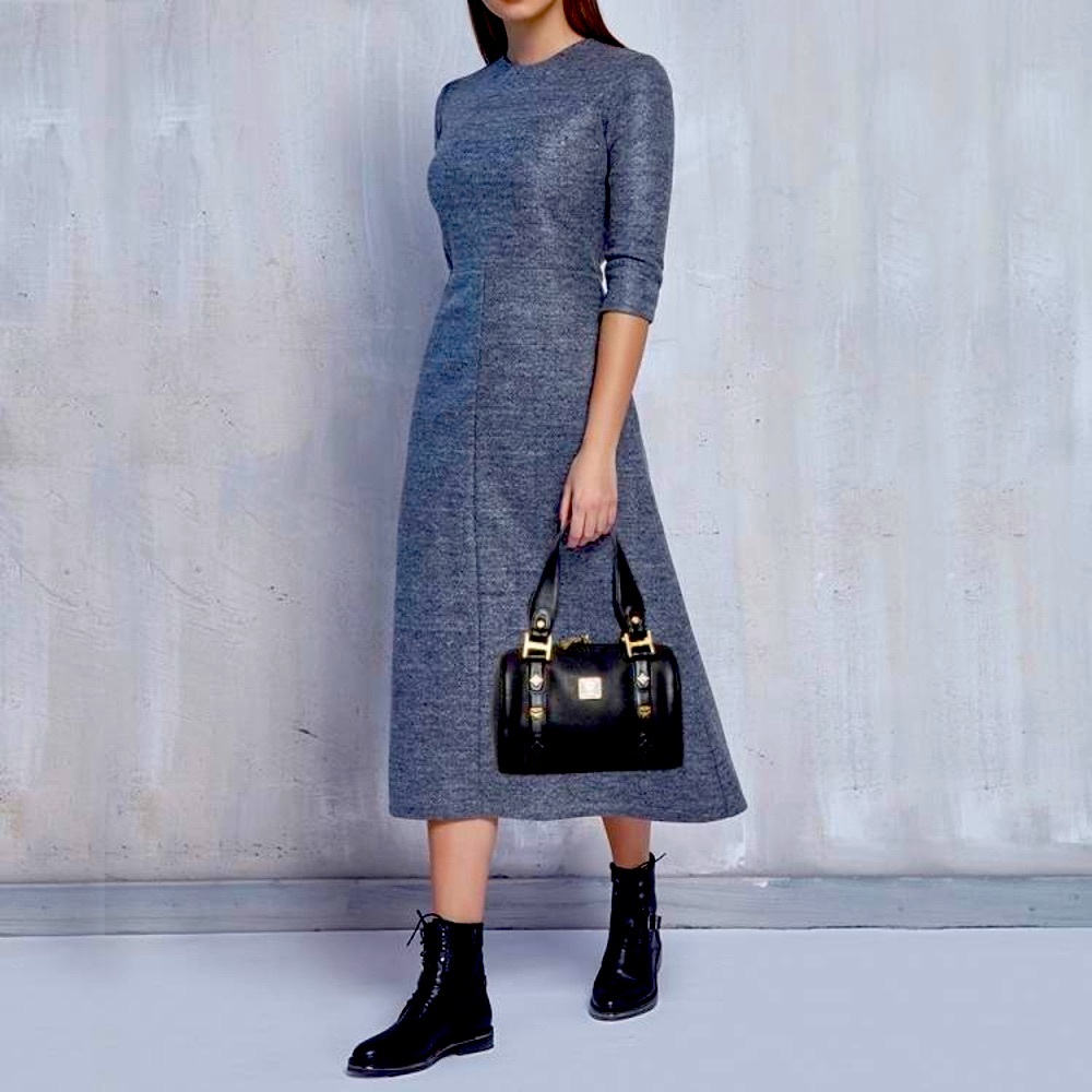 MCM Boston Mini Black  with Gold Accents